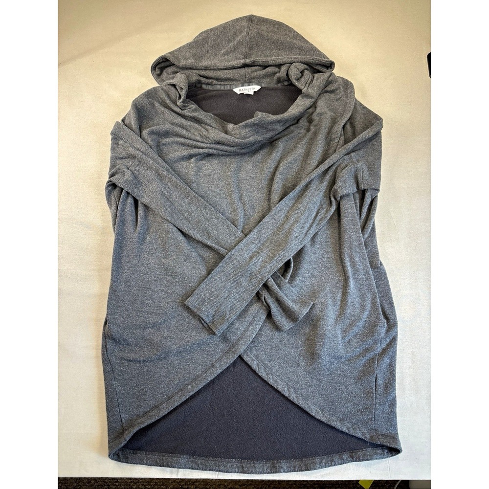 Athleta Women's Gray Wrap Hoodie, Long Sleeve Solid Knit, S 0085